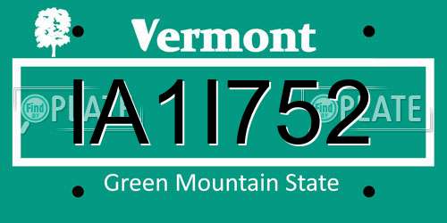 IA1I752 Vermont License Plate