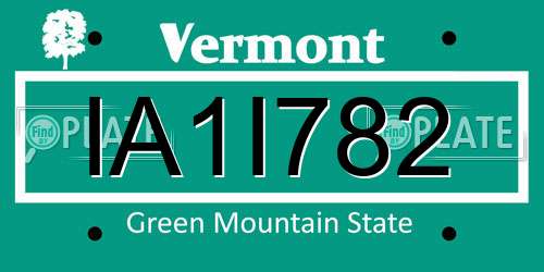 IA1I782 Vermont License Plate