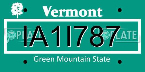 IA1I787 Vermont License Plate