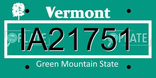 IA21751 Vermont License Plate