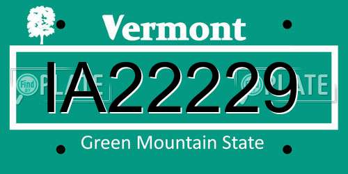 IA22229 Vermont License Plate