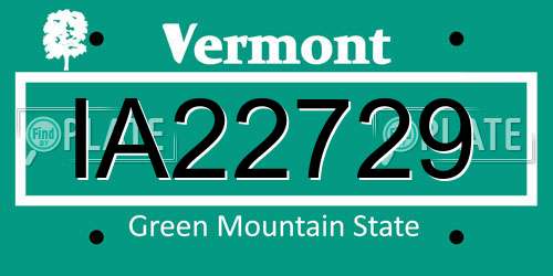 IA22729 Vermont License Plate