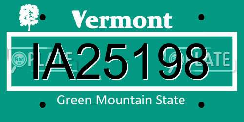 IA25198 Vermont License Plate