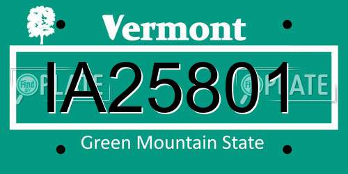 IA25801 Vermont License Plate