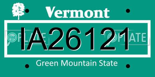 IA26121 Vermont License Plate