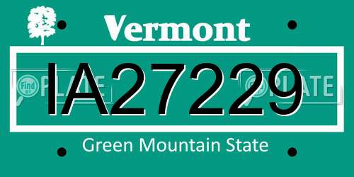 IA27229 Vermont License Plate