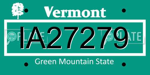 IA27279 Vermont License Plate