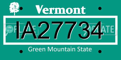 IA27734 Vermont License Plate