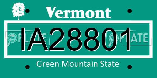IA28801 Vermont License Plate