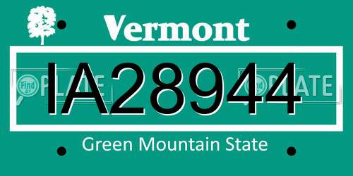 IA28944 Vermont License Plate