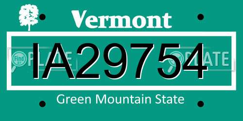 IA29754 Vermont License Plate