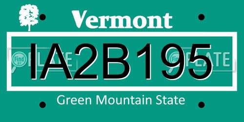 IA2B195 Vermont License Plate