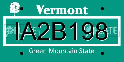 IA2B198 Vermont License Plate