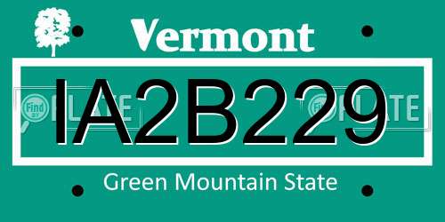 IA2B229 Vermont License Plate