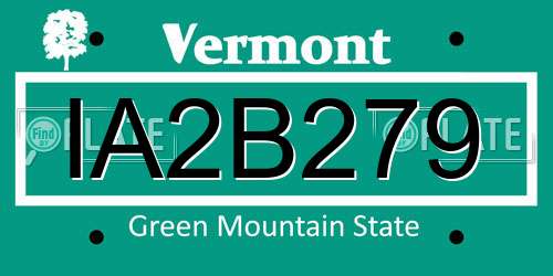 IA2B279 Vermont License Plate