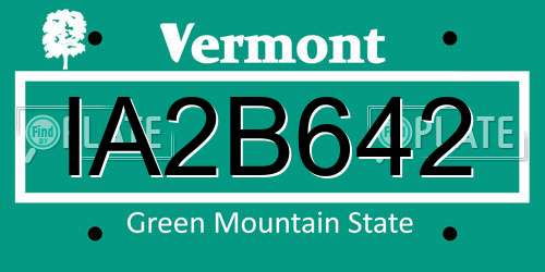 IA2B642 Vermont License Plate