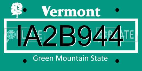 IA2B944 Vermont License Plate