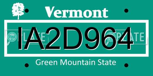 IA2D964 Vermont License Plate