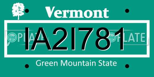 IA2I781 Vermont License Plate