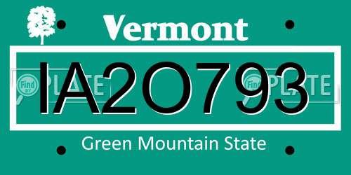 IA2O793 Vermont License Plate