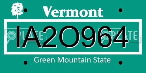 IA2O964 Vermont License Plate