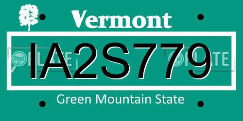 IA2S779 Vermont License Plate
