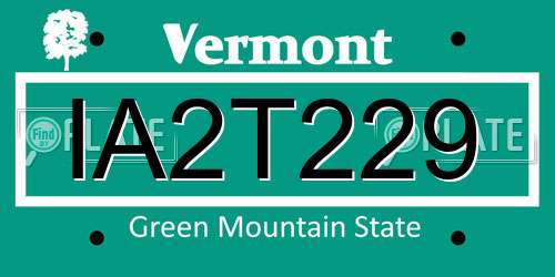 IA2T229 Vermont License Plate