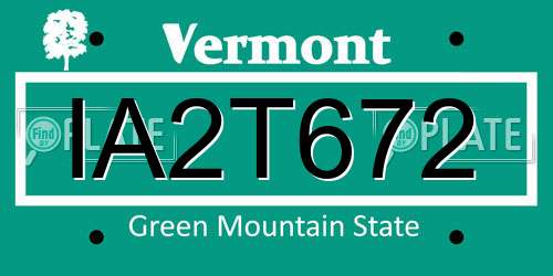 IA2T672 Vermont License Plate