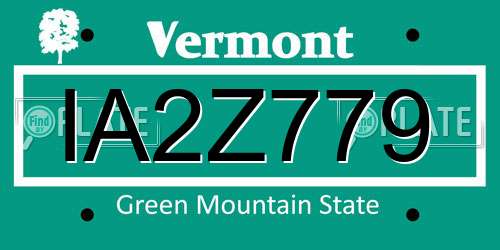 IA2Z779 Vermont License Plate