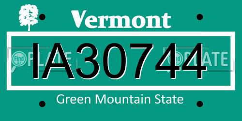 IA30744 Vermont License Plate