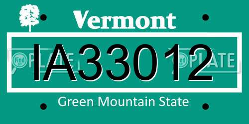 IA33012 Vermont License Plate