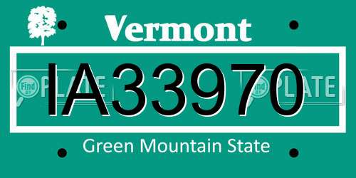 IA33970 Vermont License Plate