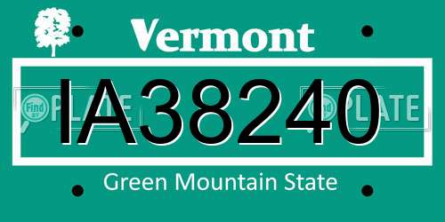 IA38240 Vermont License Plate