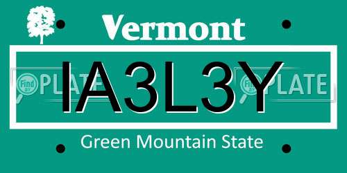 IA3L3Y Vermont License Plate