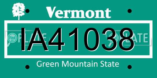 IA41038 Vermont License Plate