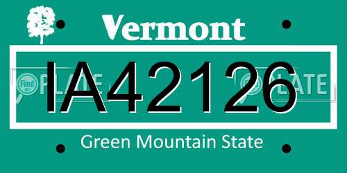 IA42126 Vermont License Plate