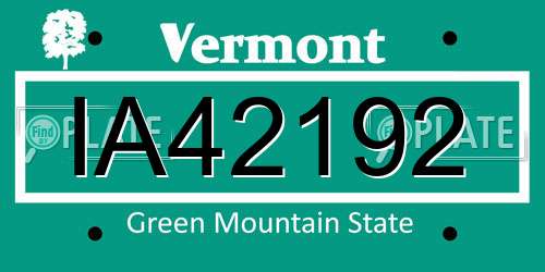 IA42192 Vermont License Plate
