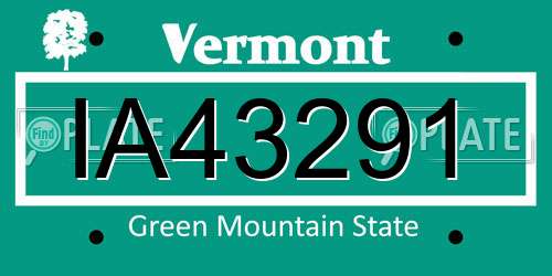 IA43291 Vermont License Plate