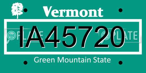 IA45720 Vermont License Plate