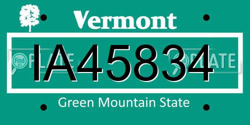 IA45834 Vermont License Plate