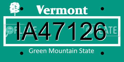 IA47126 Vermont License Plate