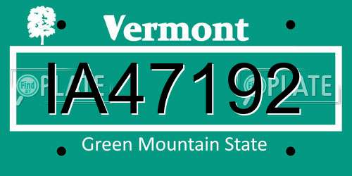 IA47192 Vermont License Plate