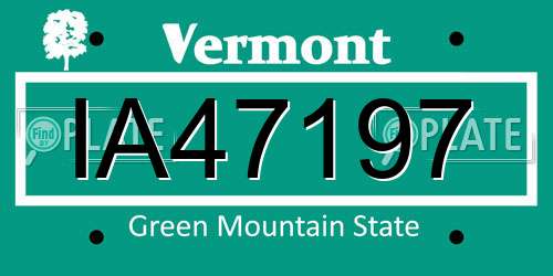 IA47197 Vermont License Plate