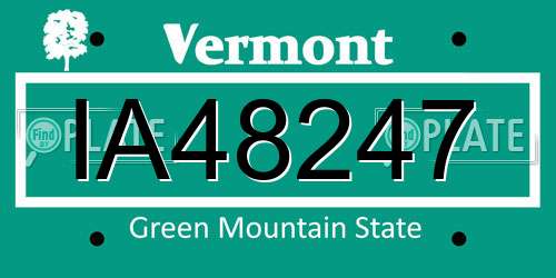 IA48247 Vermont License Plate
