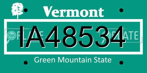 IA48534 Vermont License Plate