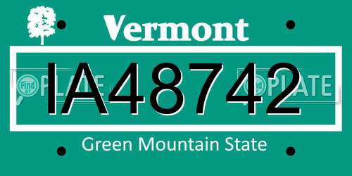IA48742 Vermont License Plate