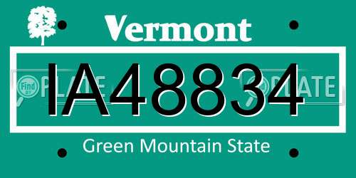 IA48834 Vermont License Plate