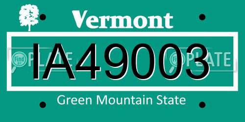 IA49003 Vermont License Plate