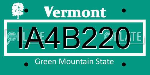 IA4B220 Vermont License Plate