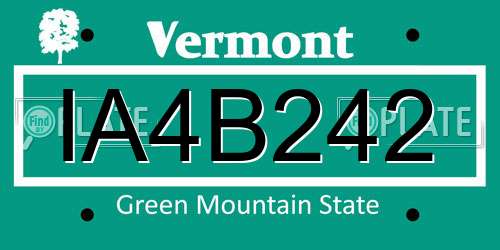 IA4B242 Vermont License Plate